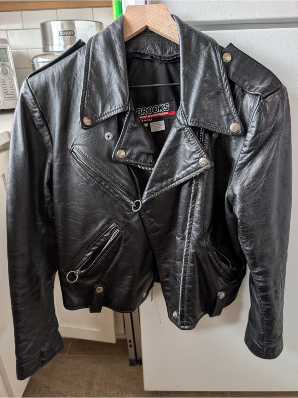 Vintage Brooks Black Leather Sportswear Jacket in size S to M